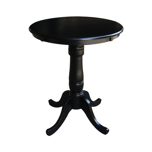 International Concepts Round 30 in Round Top Pedestal Table, 34.9 inH, Black, 30 W, 30 L, 35.1 in H, Wood, Black K46-30RT-6B - main